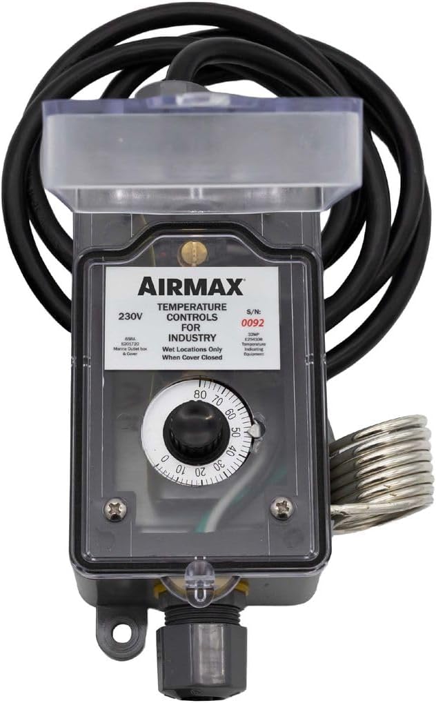 Airmax Ice Eater Programmable Thermostat for Pond & Lake Marina & Dock, Outdoor Weatherproof Temperature Controller Outlet, 230 Volt Plug